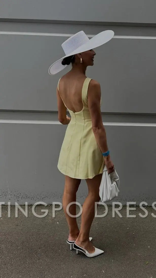 TingPo Wholesale Elegant Sleeveless Yellow Dress: A Perfect Pick for Proms